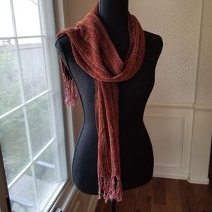 Burned orange sparkle fringed scarf